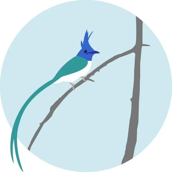 Spring Bird Sitting Branch — Stock Vector