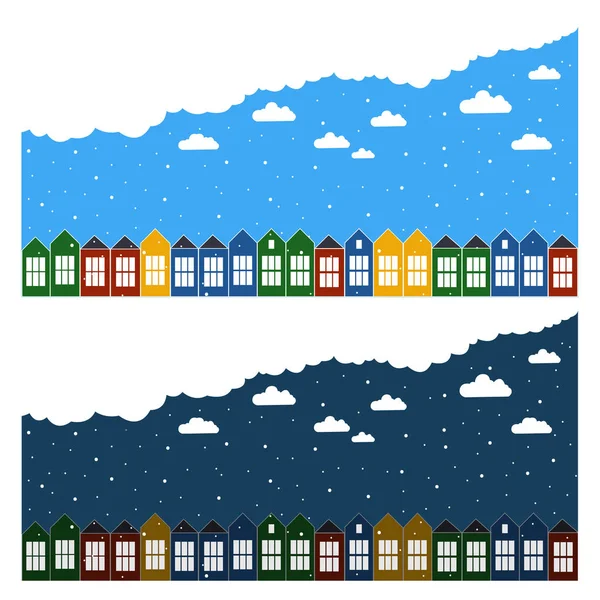 Kış evleri düz vektör tasarımı