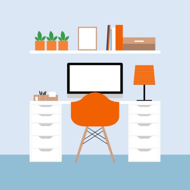 Renkli illüstrasyon vektör işyerinde ile