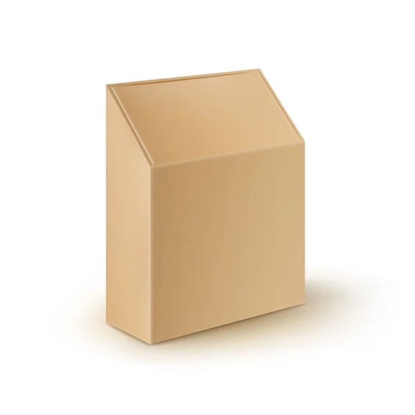 Rectangle de carton blanc brun vectoriel Emballage de boîte à emporter pour sandwich, nourriture, cadeau, autres produits Maquette Fermer Isolé sur fond blanc — Image vectorielle