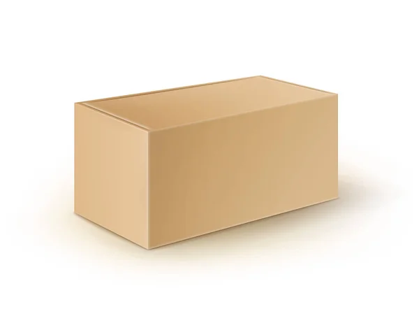 ブラウン空段ボール四角形を取る先ボックス包装のサンドイッチ、食品、ギフト、その他製品のモックアップ間近で白背景に分離されたベクトルします。 — ストックベクタ