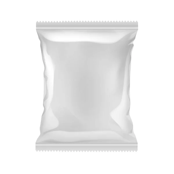 Sac en plastique vide scellé vertical vectoriel pour la conception de l'emballage avec bord dentelé Fermer Isolé sur fond blanc — Image vectorielle