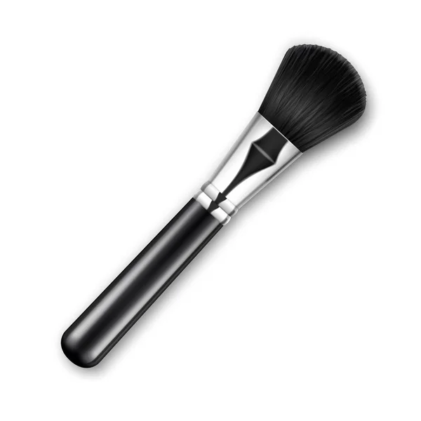 Vector Black Clean Professional Makeup Powder Brush with Black Handle Isolated on White Background — Stock Vector