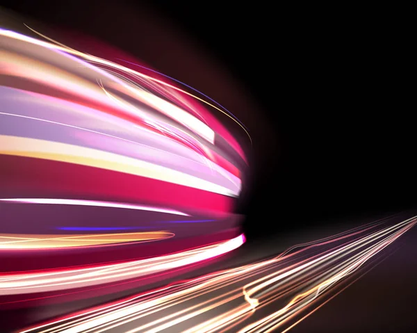 Vector afbeelding van kleurrijke licht paden met motion blur effect, lange tijd blootstelling geïsoleerd op achtergrond — Stockvector