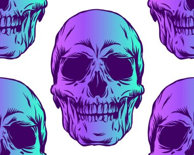 Vektör grafik illüstrasyon kafatası sorunsuz arka plan