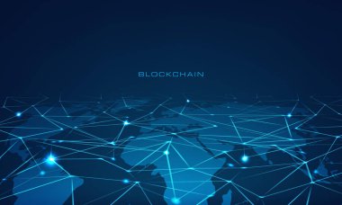 Blockchain teknoloji kavramı blok zincir veritabanı veri kriptopara iş güvenliği madenciliği arka plan