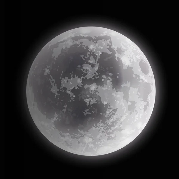 Ilustração vetorial close up de lua cheia no fundo da noite — Vetor de Stock