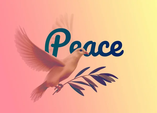 Ilustración vectorial de una paloma y rama de olivo para el día internacional de la paz en el fondo Vector de stock