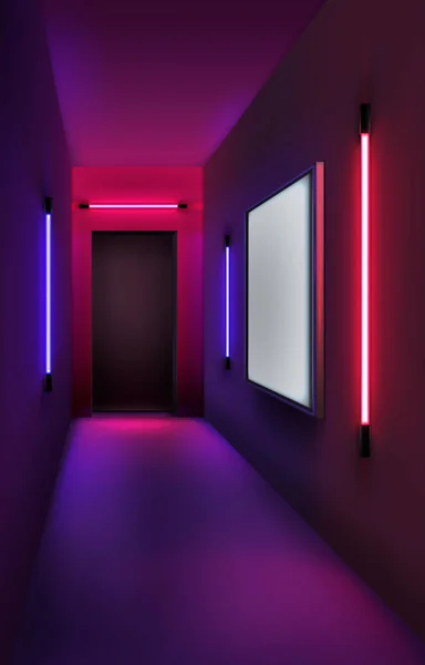 Vector illustratie van gekleurde Neon buizen en Lightbox in interieur — Stockvector