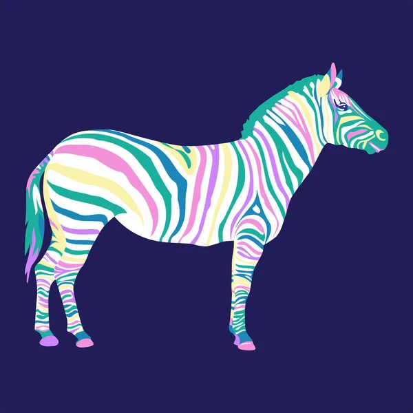 Kolorowy Bajkowy Zebra Wektor Illustrationon Niebieskim Tle — Wektor stockowy