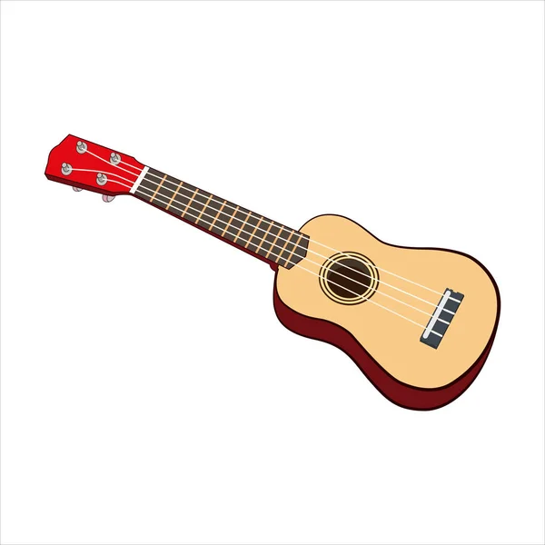 Guitarra Pequeno Ukulele Vetor Ilustração Fundo Branco — Vetor de Stock