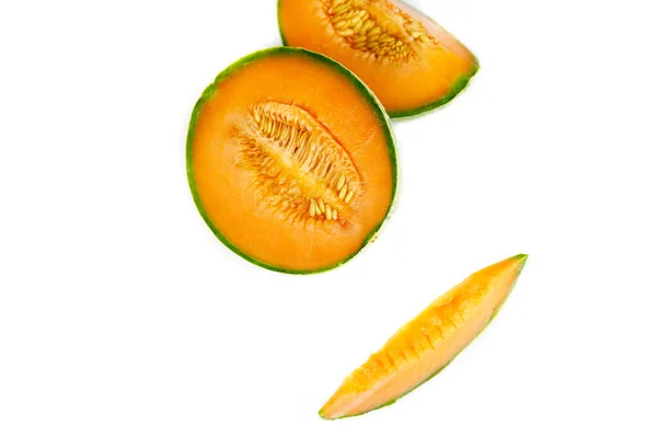 Cantaloupe Melon Diisolasi Latar Belakang Putih — Stok Foto