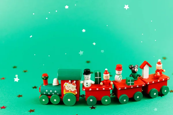 Parlak Yıldızlı Oyuncak Noel Treni — Stok fotoğraf