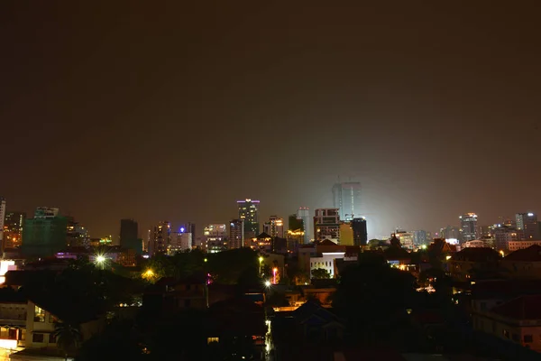 Vista Nocturna Phnom Penh Camboya — Foto de Stock