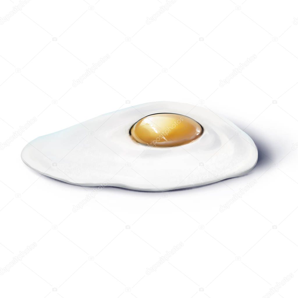 2d art fried egg isolated on white background