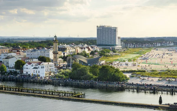 Entrada Del Puerto Warnemuende Rostock Vista Sobre Playa Cerca Los — Foto de Stock