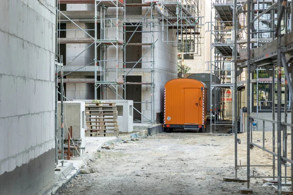 Construction Site Building Orange Construction Trailer — Stock Photo, Image