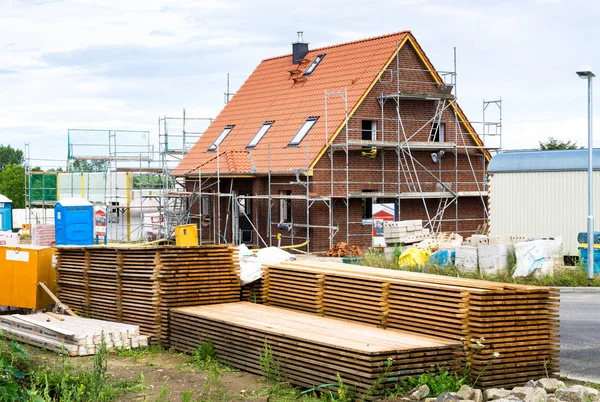 Baustelle Eines Gebäudes Baumaterialien Platten — Stockfoto