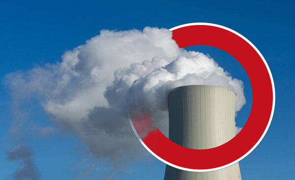 cooling tower of a coal power plant - prohibition sign