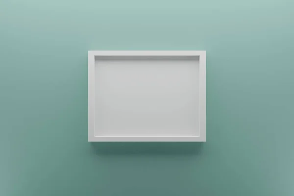 Πρόσοψη Του Κενού Πλαίσιο Εικόνας Λευκό Στον Τοίχο Φόντο Beryl — Φωτογραφία Αρχείου