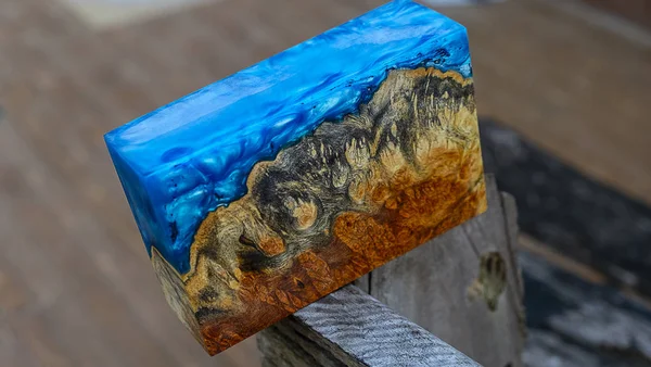 Casting Epoxy Resin Stabilizer Burl Wood Blure Sky Abstract Background — Stock Photo, Image