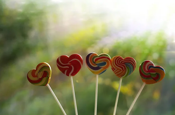 Cukierki Słodycze Serce Kolor Kształtu Pełna Niewyraźne Tło Zestaw Candy — Zdjęcie stockowe