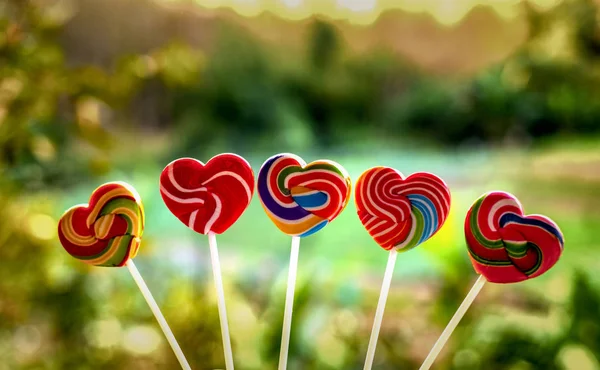 Cukorka Édesség Szív Alakú Színű Teljes Elmosódott Háttér Set Candy — Stock Fotó