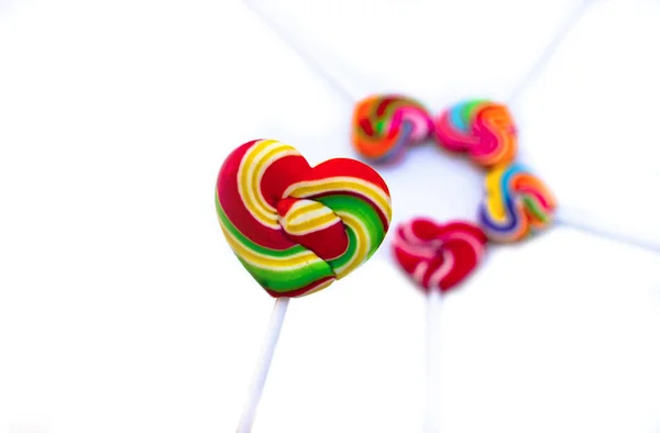 Cukierki Słodycze Serce Kolor Kształtu Pełne Białym Tle Zestaw Candy — Zdjęcie stockowe