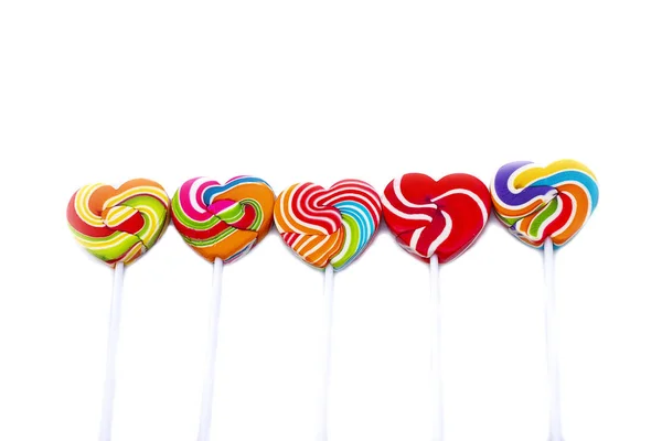 Süßigkeiten Bonbons Herzform Farbe Voll Auf Weißem Hintergrund Set Süßigkeiten — Stockfoto