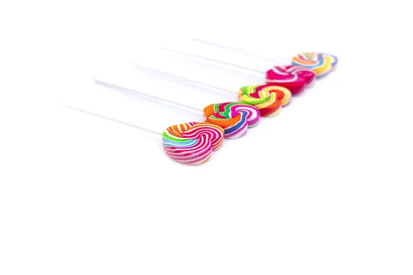 Süßigkeiten Bonbons Herzform Farbe Voll Auf Weißem Hintergrund Set Süßigkeiten — Stockfoto