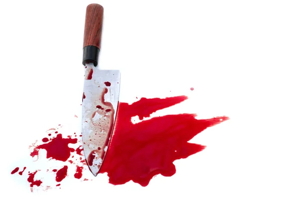 Deba Messer Blutig Auf Holz Hintergrund Soziale Gewalt Halloween Konzept — Stockfoto