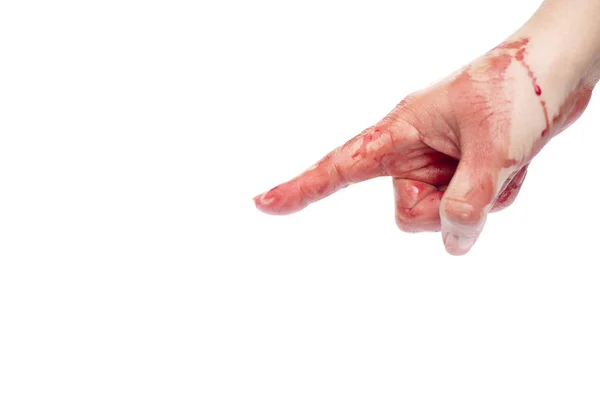 Hand Bloody White Background Social Violence Halloween Concep — Stock Photo, Image