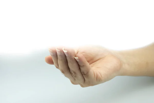 Mãos Mostrando Gestos Apontando Fundo Branco — Fotografia de Stock