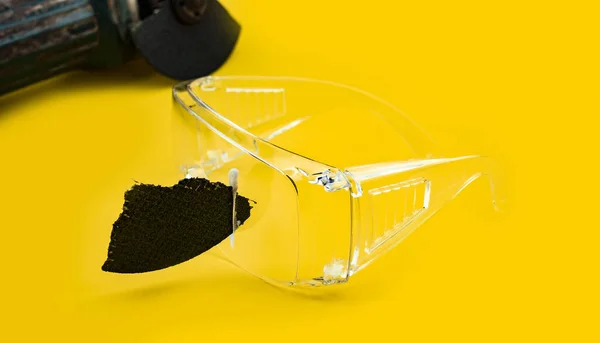 Occhiali Sicurezza Salvati Questo Occhio Durante Lavoro Perché Collegare Dischi — Foto Stock