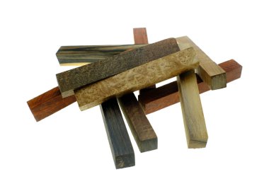 Egzotik ahşap gerçek boşlukları kalem ve DIY beyaz arka plan için ayarla