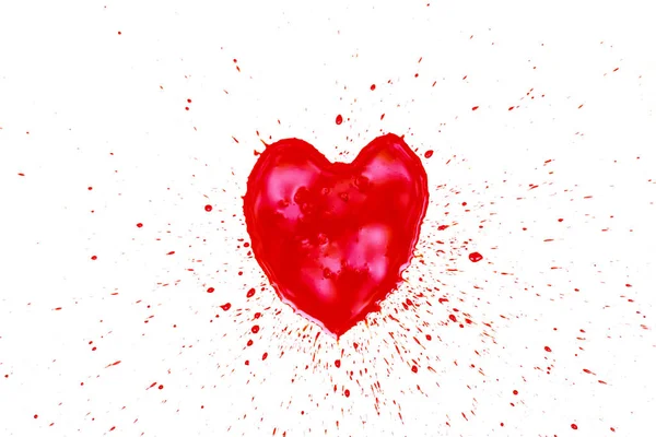Σχεδιάστε Ένα Σχήμα Καρδιάς Από Αιματηρή Λευκό Φόντο — Φωτογραφία Αρχείου