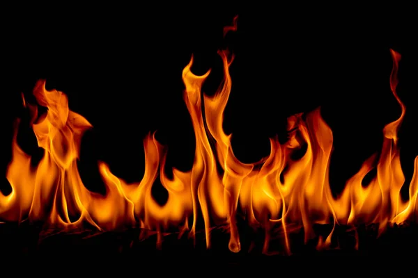 Płomienie Ognia Czarne Tło Burning Red Hot Iskry Powstanie Fiery — Zdjęcie stockowe