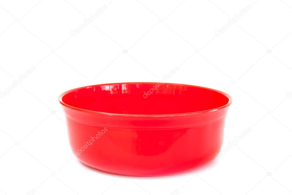Plastic Water Bowl color red on isolated white background