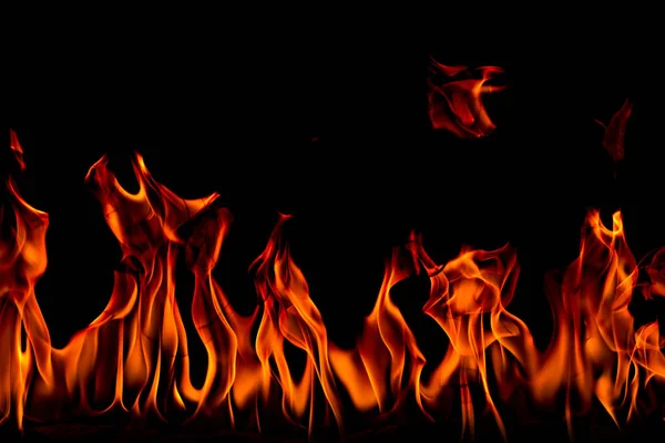 Yangın Sanat Siyah Arka Plan Üzerinde Alevler Yanan Kırmızı Sıcak — Stok fotoğraf
