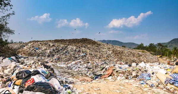 山の大きなゴミ山と汚染 悪臭と有毒な残留物の山 これらのゴミは 都市部や工業地帯から取り除くことができ 消費者社会は大量の廃棄物を引き起こす — ストック写真