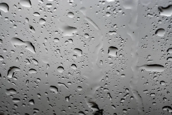 Imagem Dentro Gotas Chuva Água Vidro Janela Carro — Fotografia de Stock