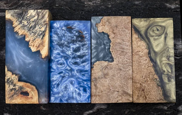 Casting Epoxy Resin Stabilizing Burl Afzelia Wood Abstract Art Background — Stock Photo, Image