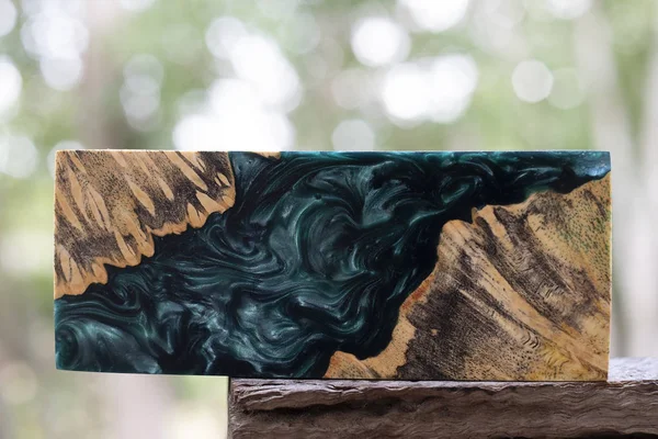 Afzelia Burl Wood Bar Casting Epoxy Resin Stabilizing Blanks Blurred — Stock Photo, Image