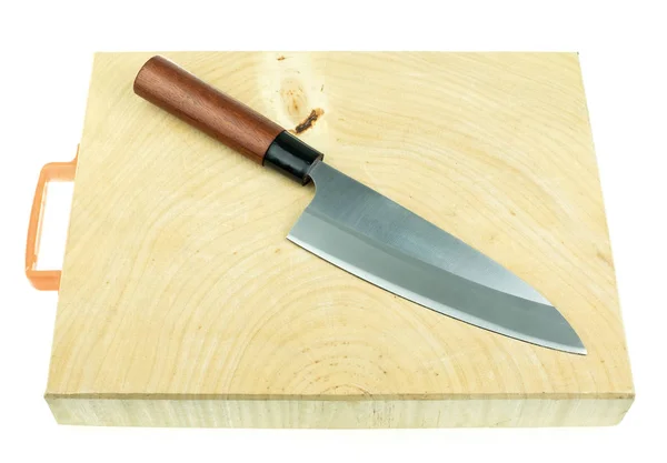 Kökskniv och trä slaktare Block bänkskiva — Stockfoto
