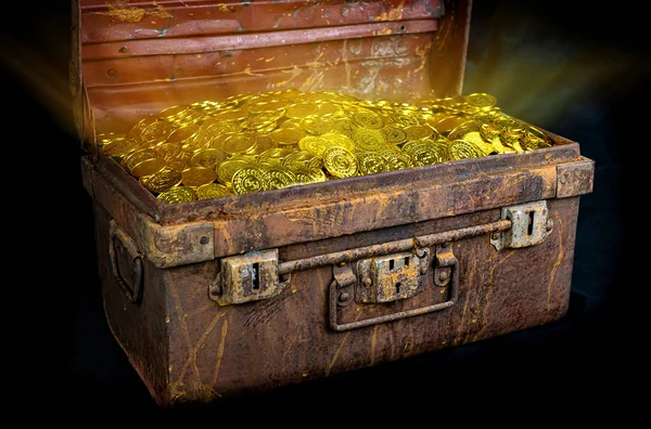 Stacking Gold Coin in treasure chest