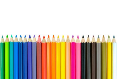 Beyaz arkaplanda çizim yapmak için pastel boya koleksiyonu