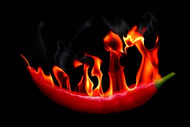 Red Hot chili biberi yanıyor ve duman çıkıyor 