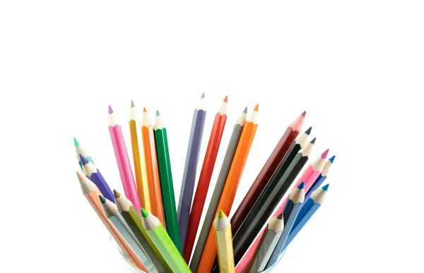 Kolekce pastelky de couleur pro kreslení na bílém pozadí, — Stock fotografie
