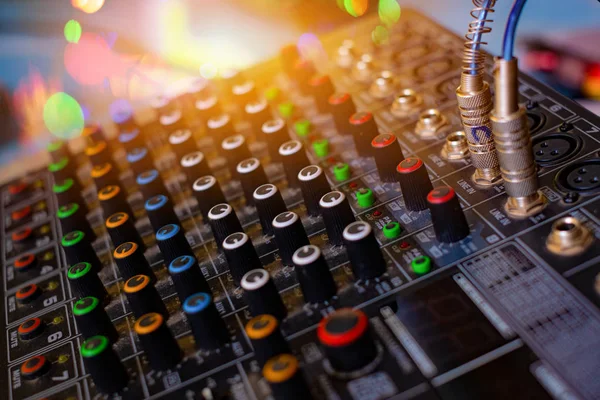 Audio sound mixer analog at the sound control room — Stock Photo, Image