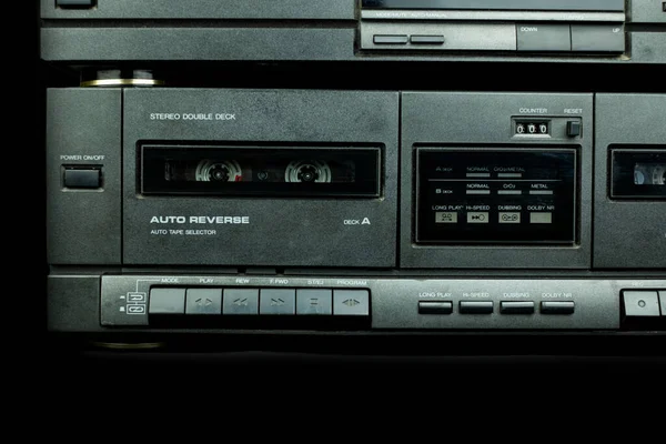 Fermer Devant Enregistreur Pont Lecteur Cassettes Stéréo Vintage Avec Les — Photo